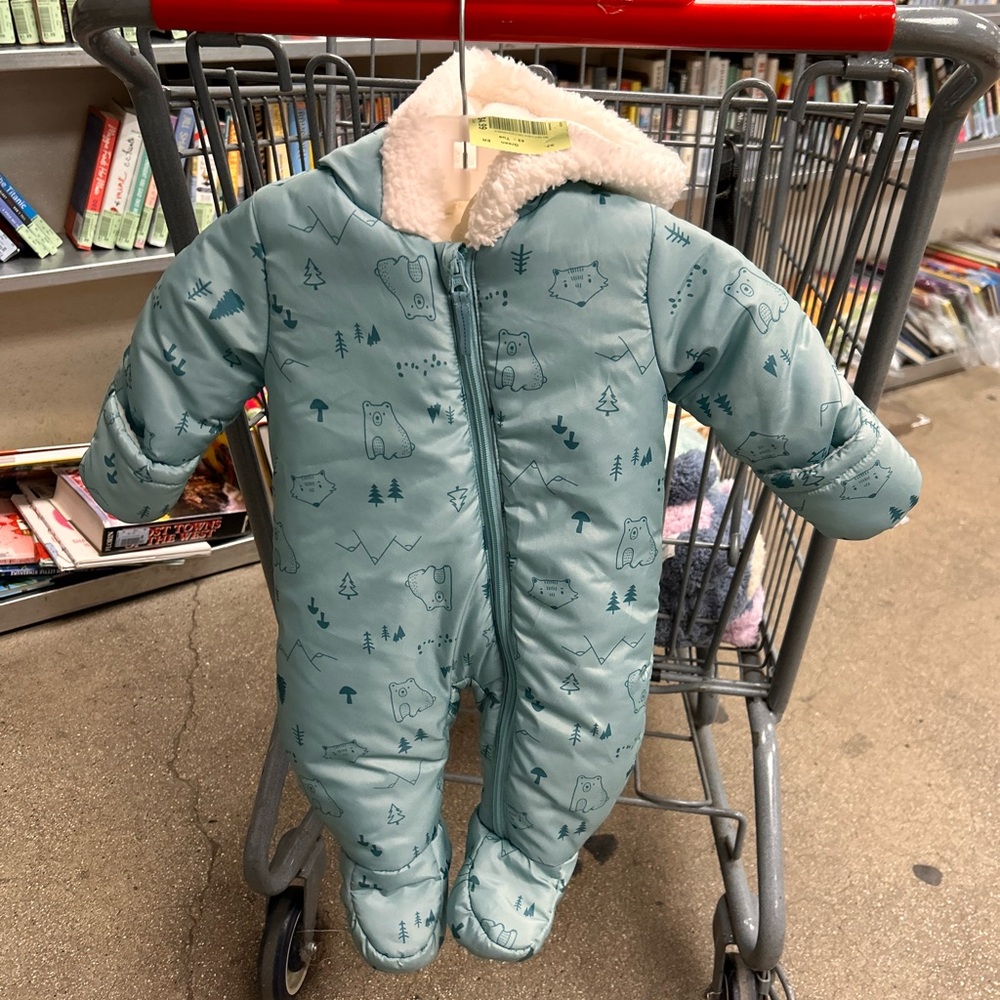 Cozy Blue Bear Print Kids One Piece